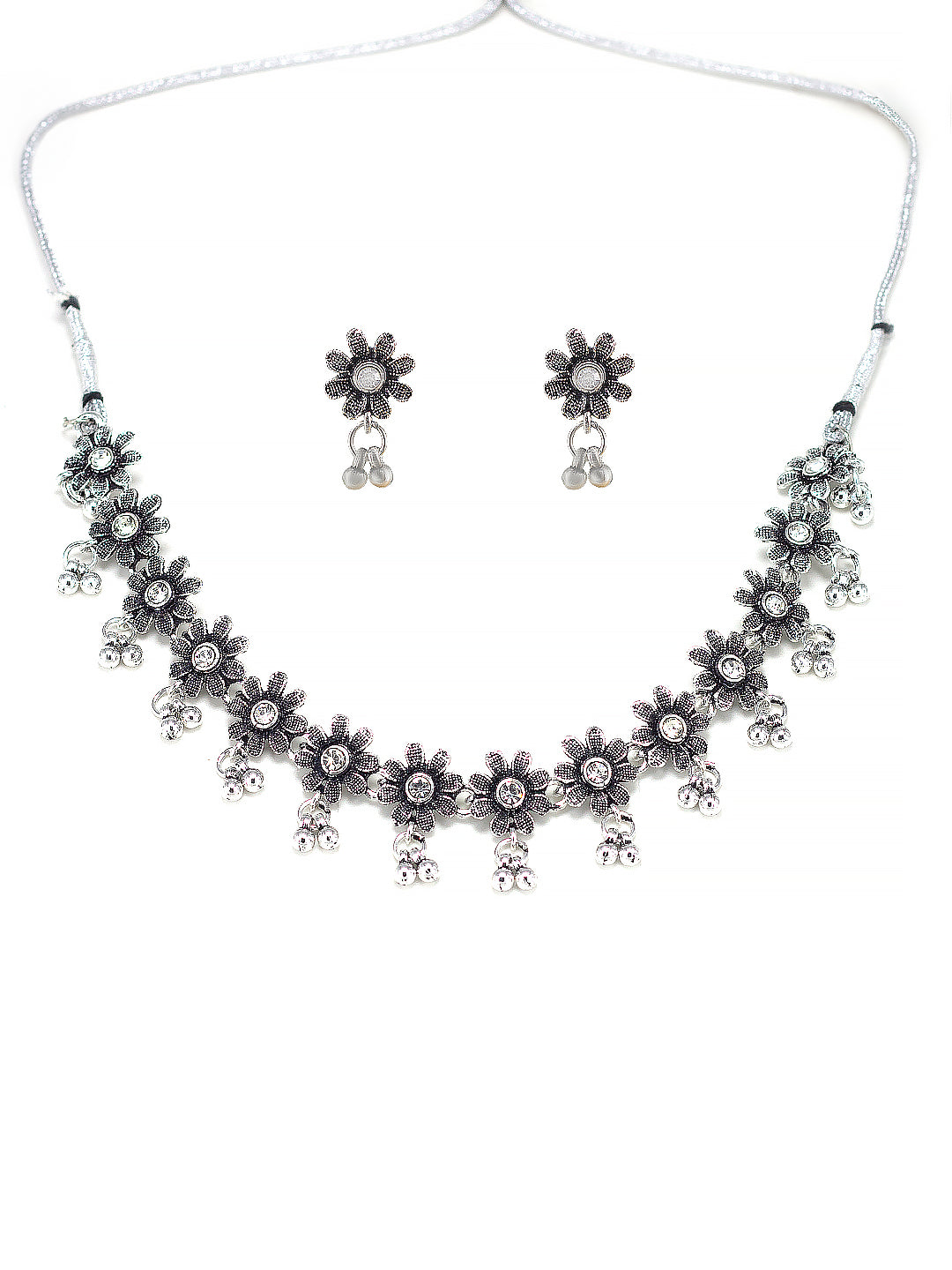 Oxidized Floral Choker Jewellery Set