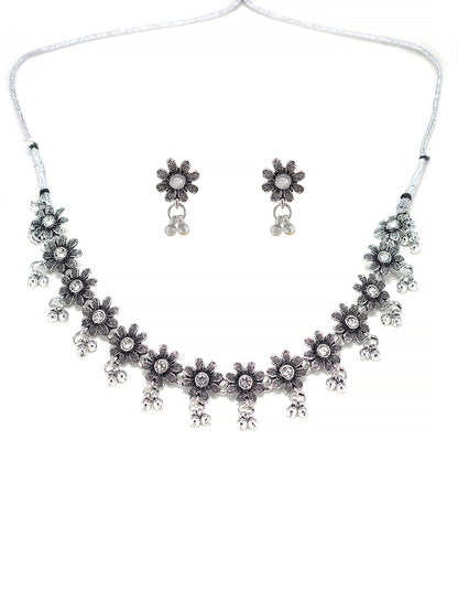 Oxidized Floral Choker Jewellery Set