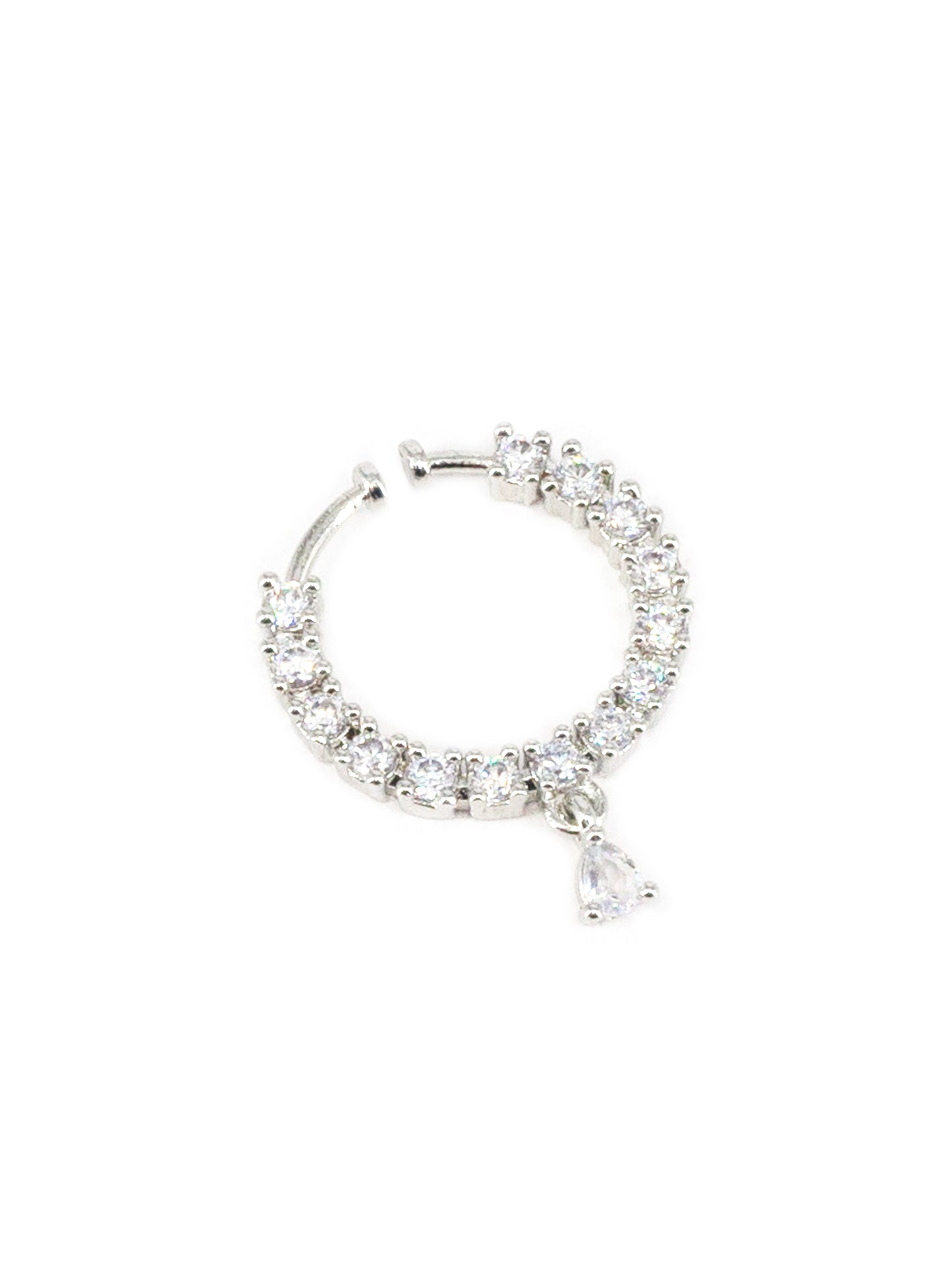 Silver Plated AD Bridal Non-piercing Drop Nose Ring