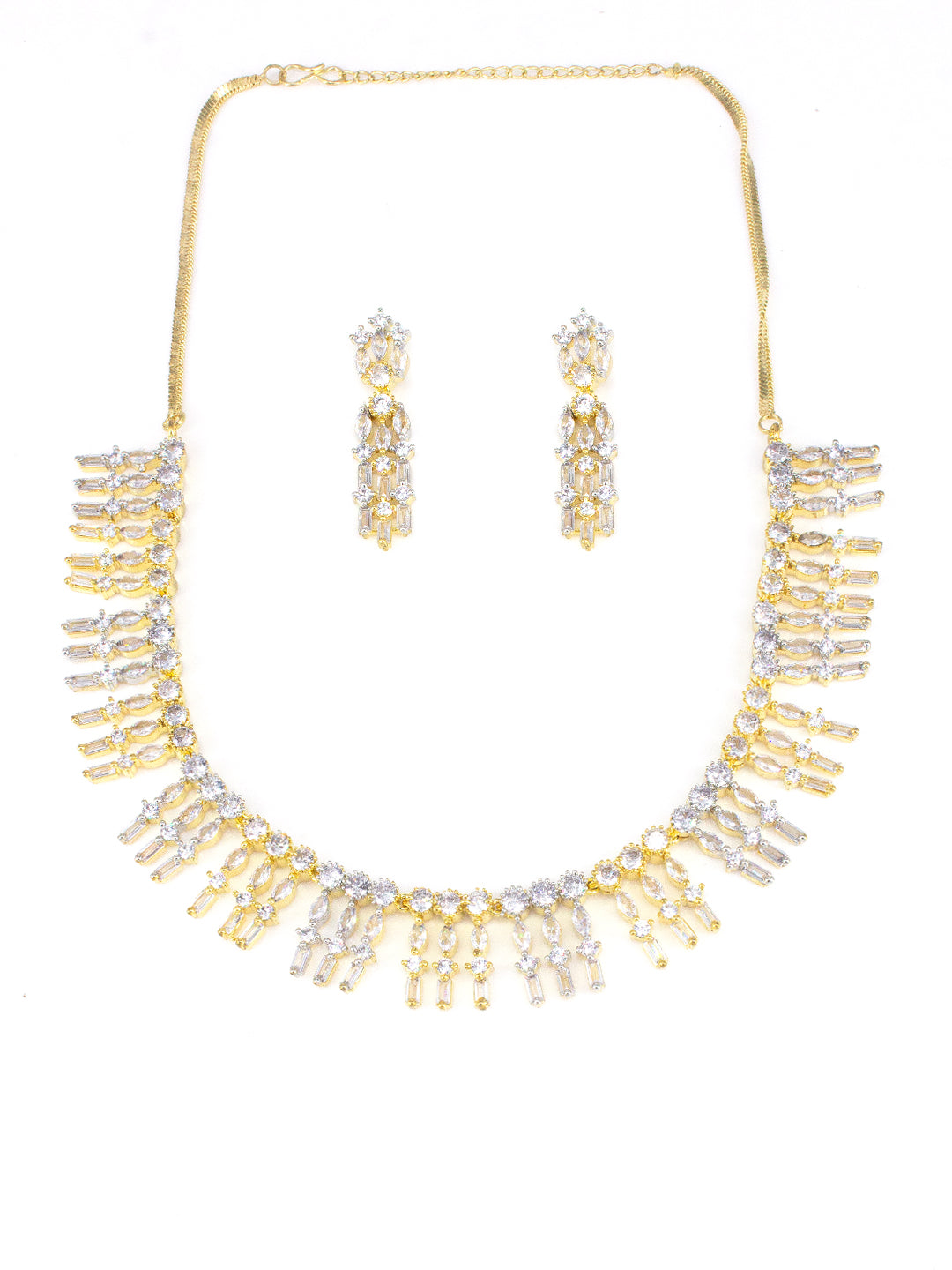 Gold Plated AD Cocktail Jewellery Set For Women