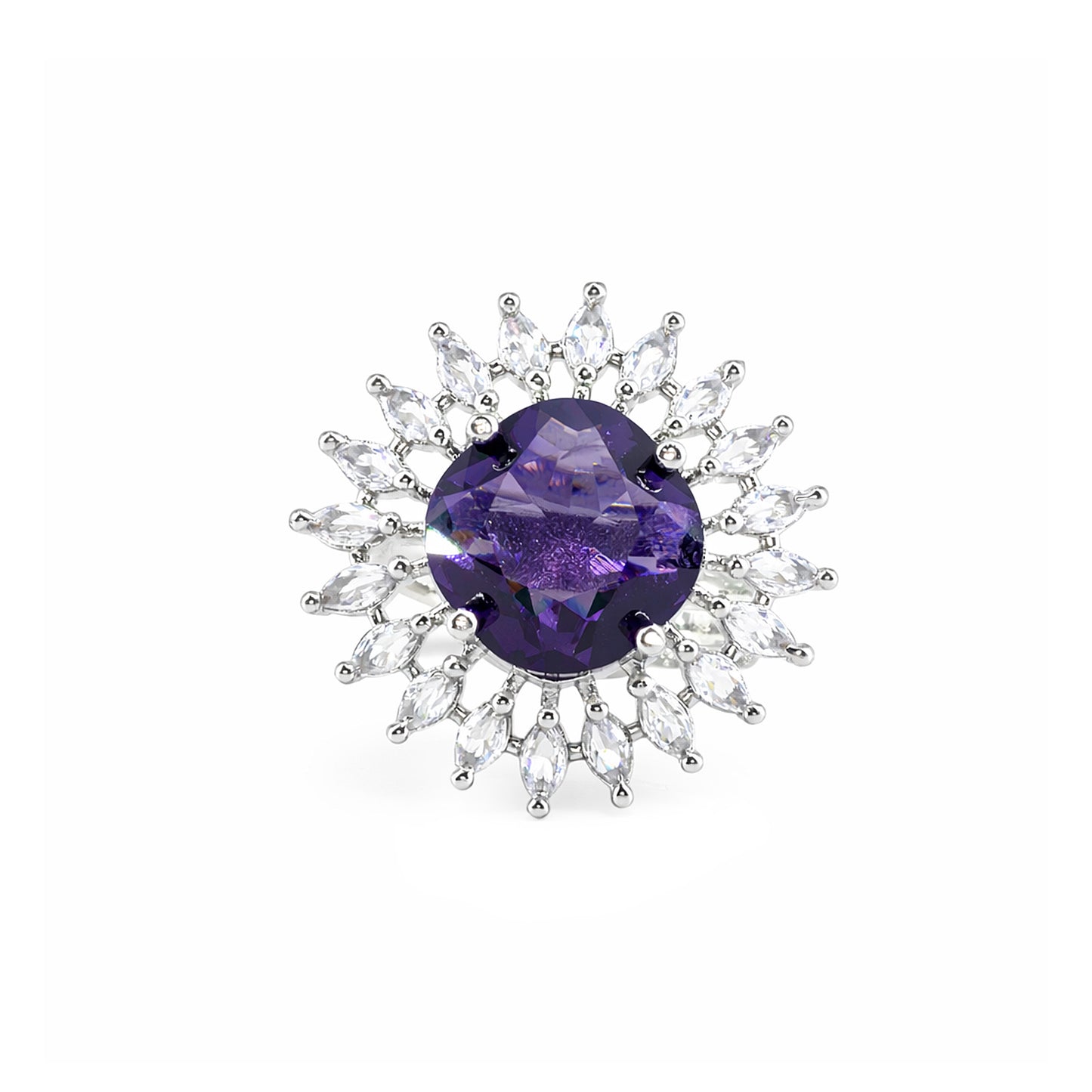 Silver Plated Purple AD Finger Ring for Women