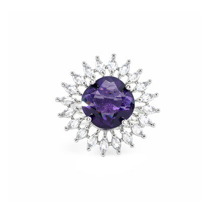 Silver Plated Purple AD Finger Ring for Women