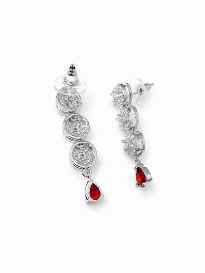 Silver Plated Red AD Jewellery Set for Women