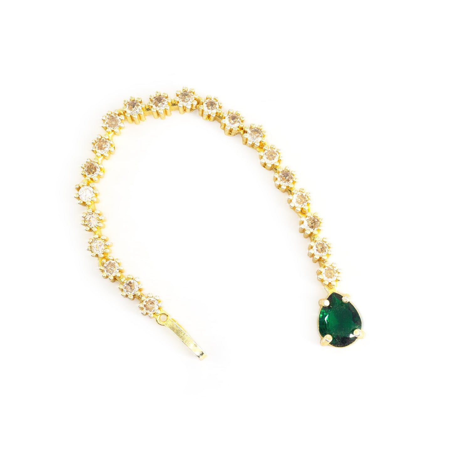 Gold Plated Green AD Teardrop Maang Tikka for Women