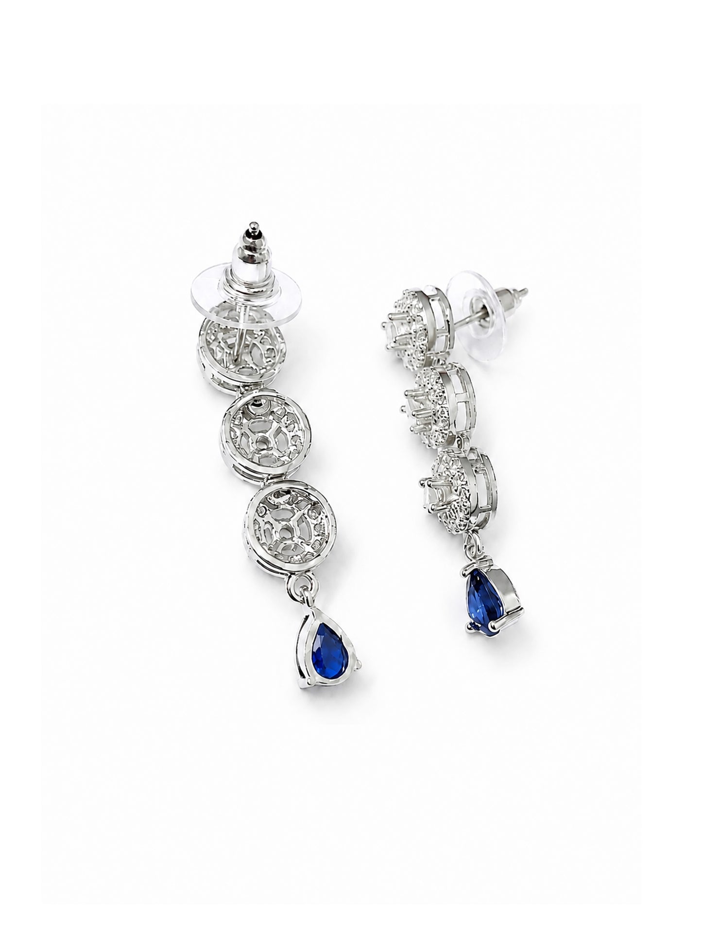 Silver Plated Blue AD Jewellery Set for Women