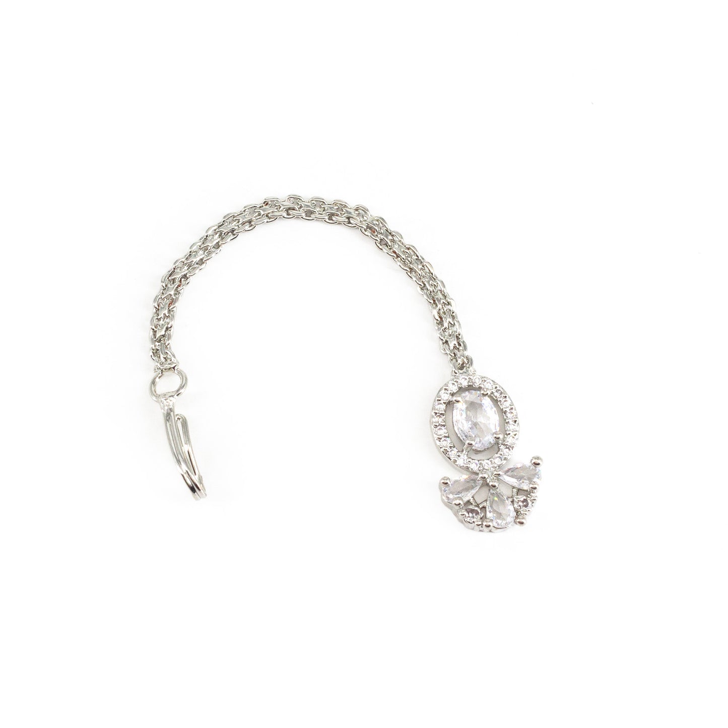 Silver Plated AD Maang Tikka for Women