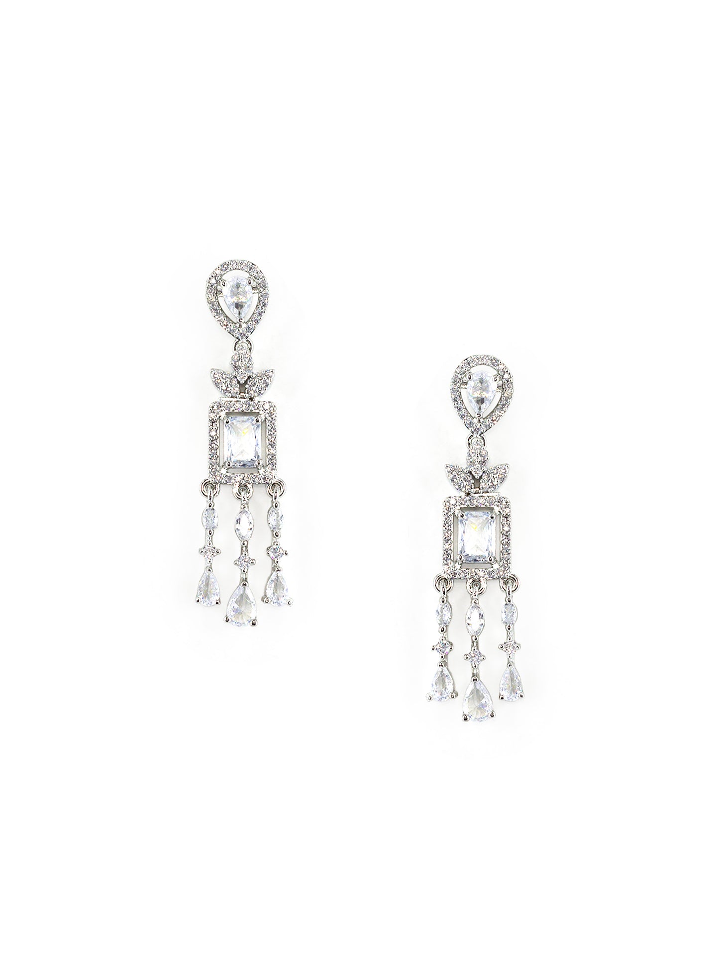 Silver Plated White American Diamond Studded Jewellery Set