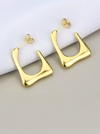 Stainless Steel Anti Tarnish U Cut Half Hoop Earrings