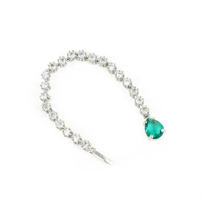 Rhodium Plated Green AD Maang Tikka for Women
