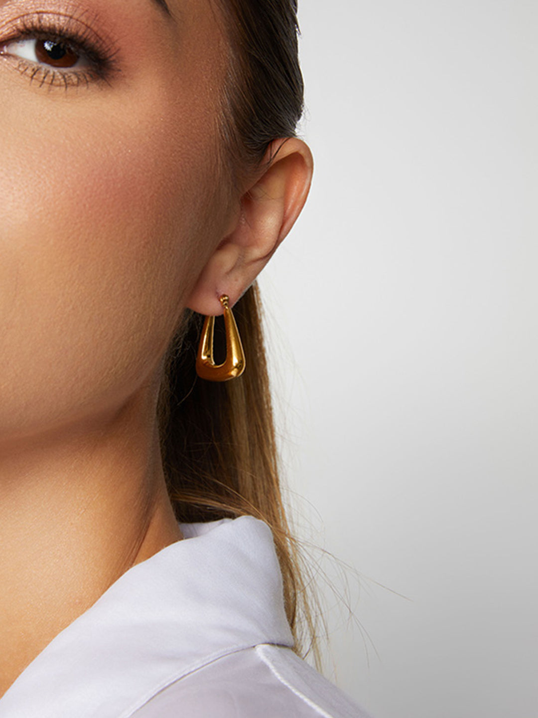 Stainless Steel Anti Tarnish U Cut Hoop Earrings