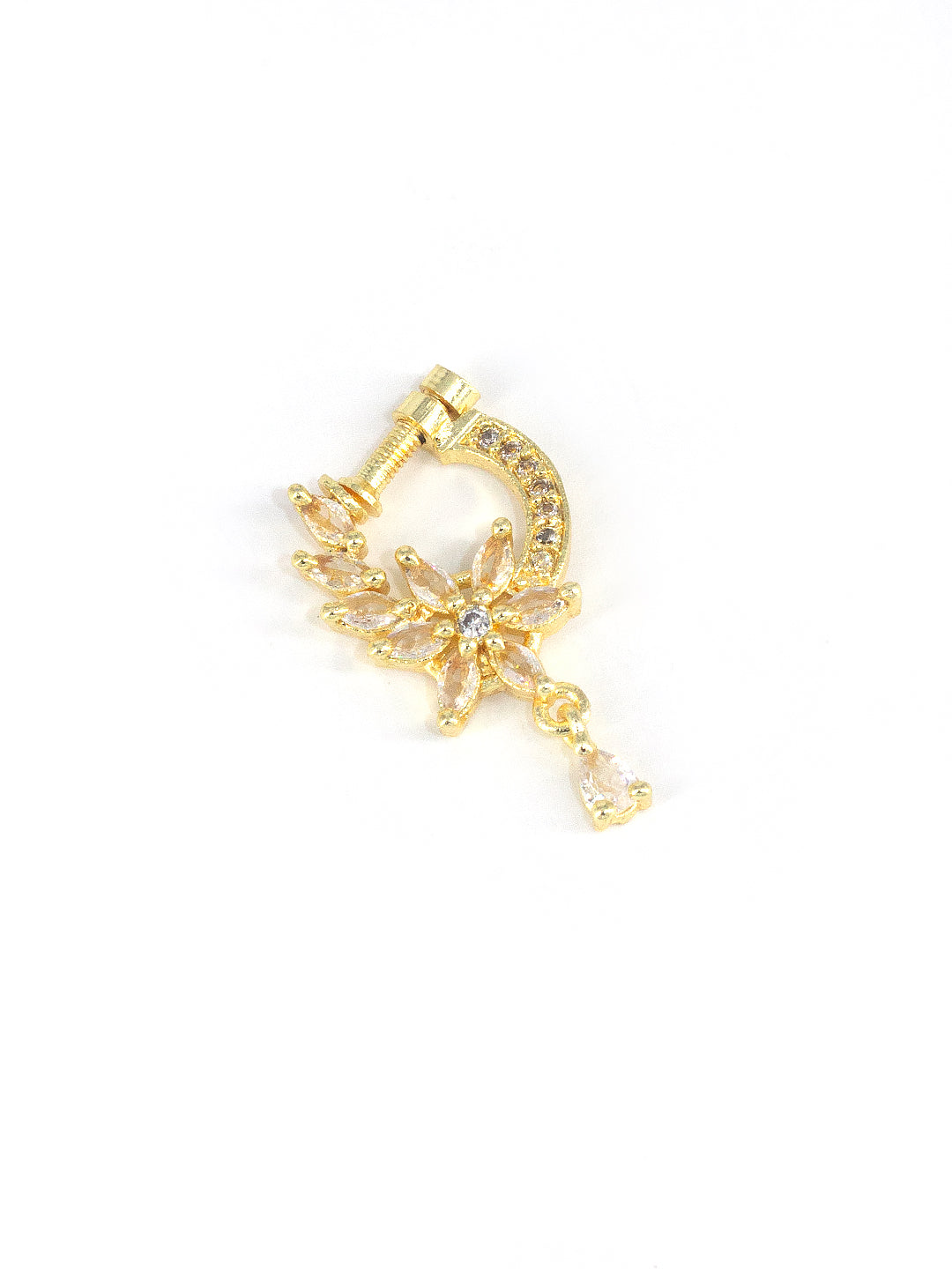 Gold Plated American Dimaond Drop Non-Piercing Nose Ring
