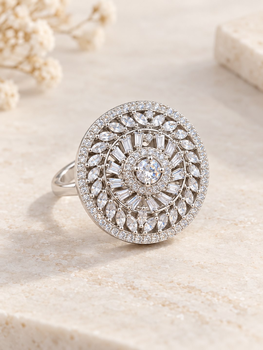 Silver Plated AD Finger Ring for Women