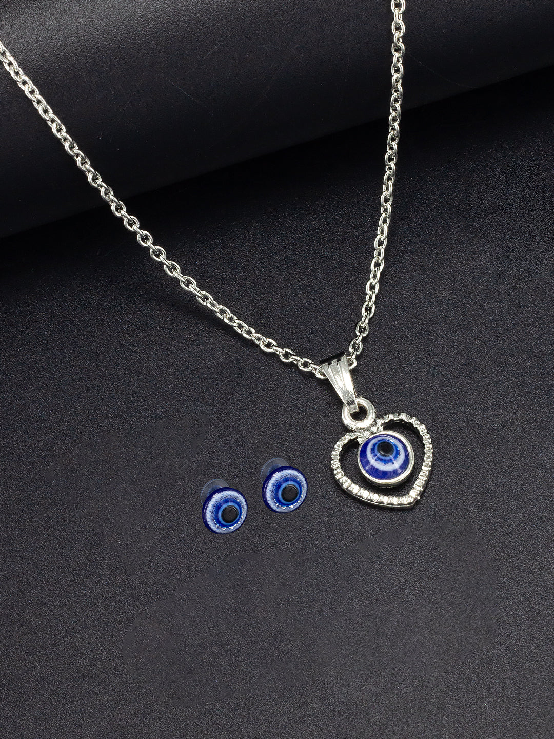 Evil Eye Heart Pendant & Studs Set