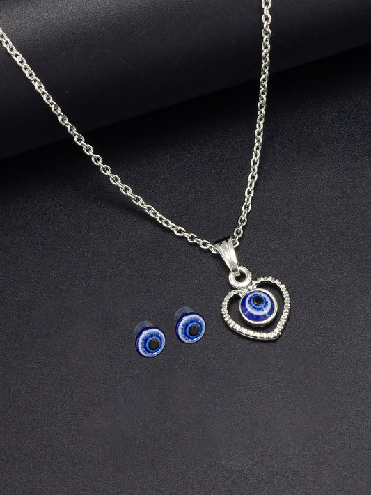Evil Eye Heart Pendant & Studs Set