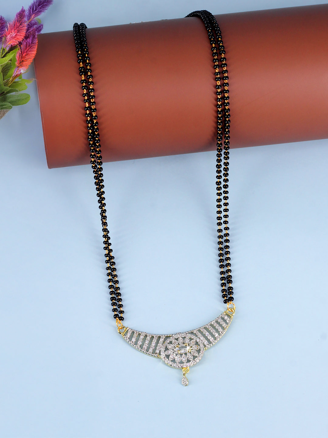 American Diamond & Black Beaded Mangalsutra