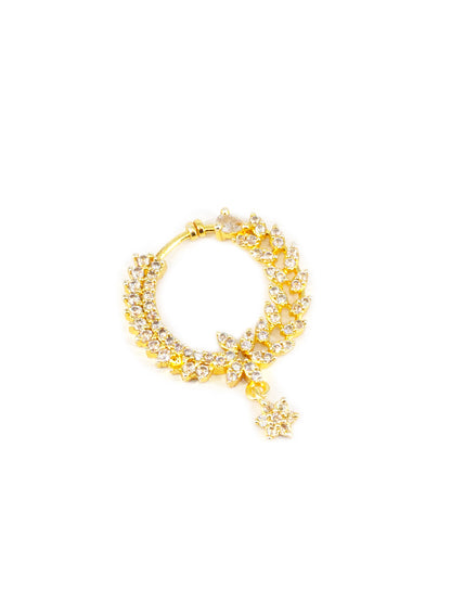 Gold Plated American Diamond Bridal Press On Nose Ring for Women