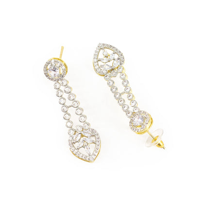 Gold Plated AD Drop Earrings for Women
