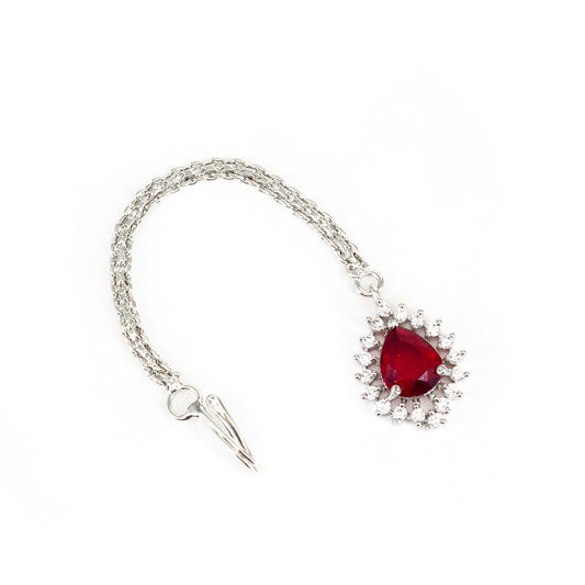 Silver Plated Red AD Maang Tikka for Women