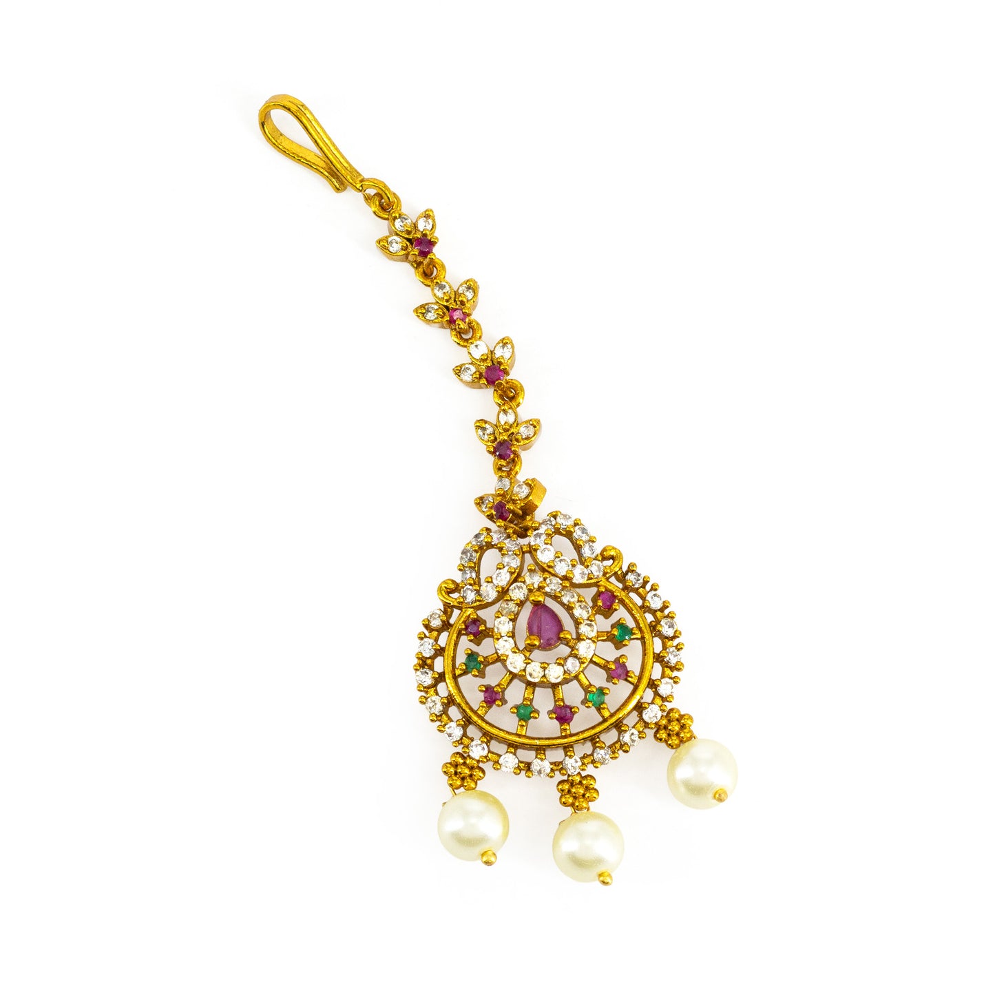 Gold Plated AD Ethnic Maang Tikka for Women