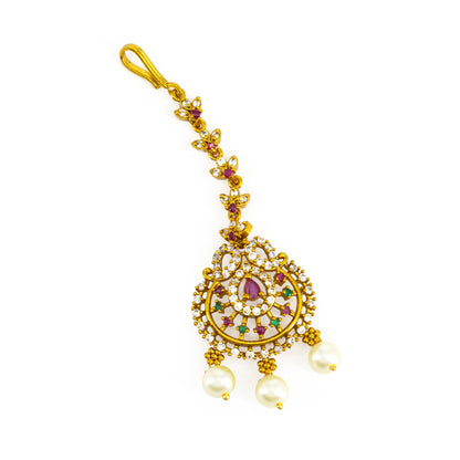 Gold Plated AD Ethnic Maang Tikka for Women