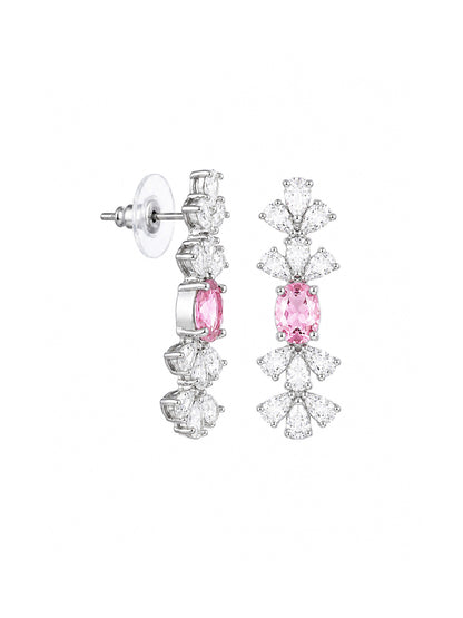 Silver Plated Pink AD Jewellery Set for Women