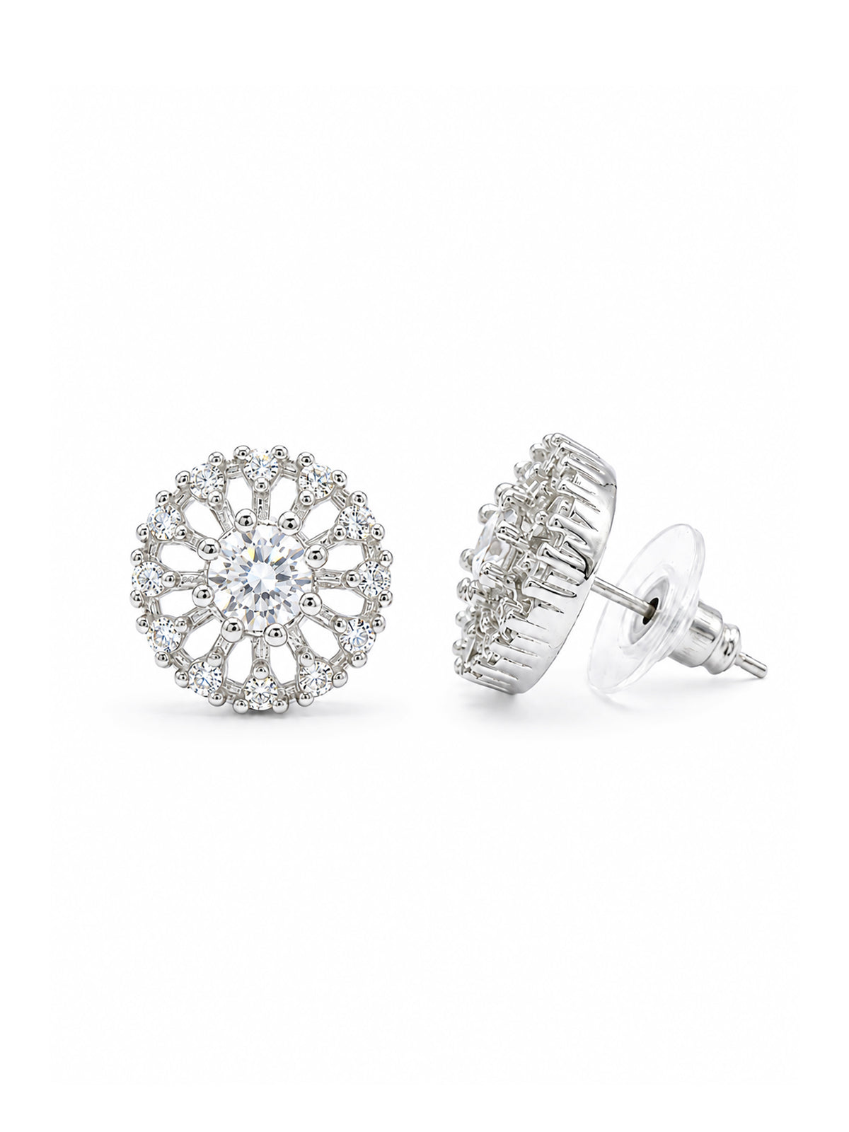 Rhodium Plated AD Stud Earrings for Women