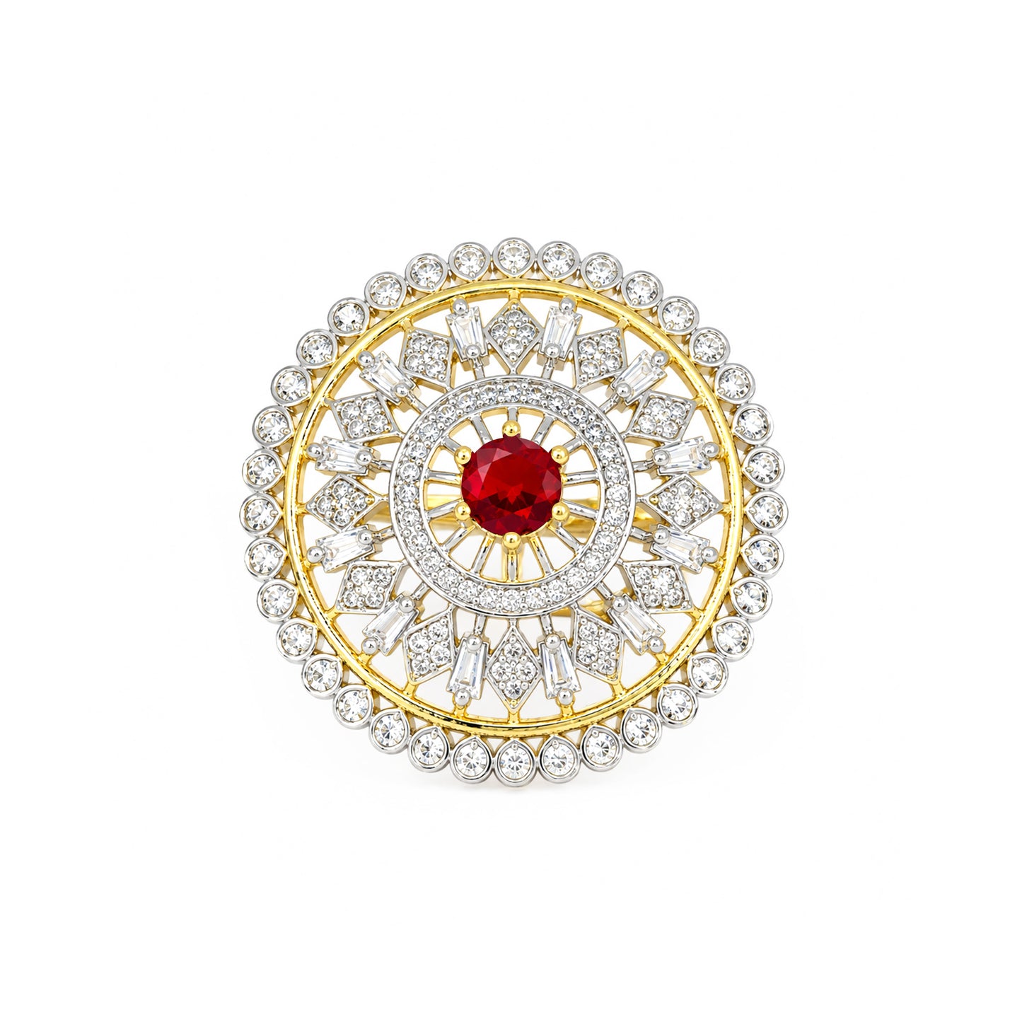 Gold Plated Red AD Finger Ring for Women