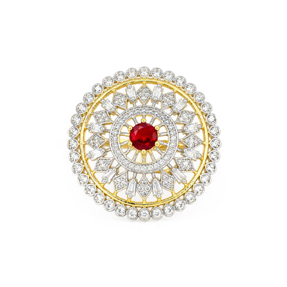 Gold Plated Red AD Finger Ring for Women