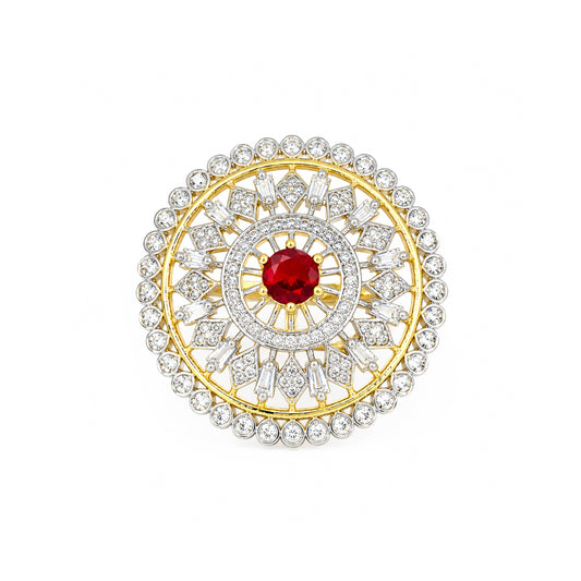 Gold Plated Red AD Finger Ring for Women