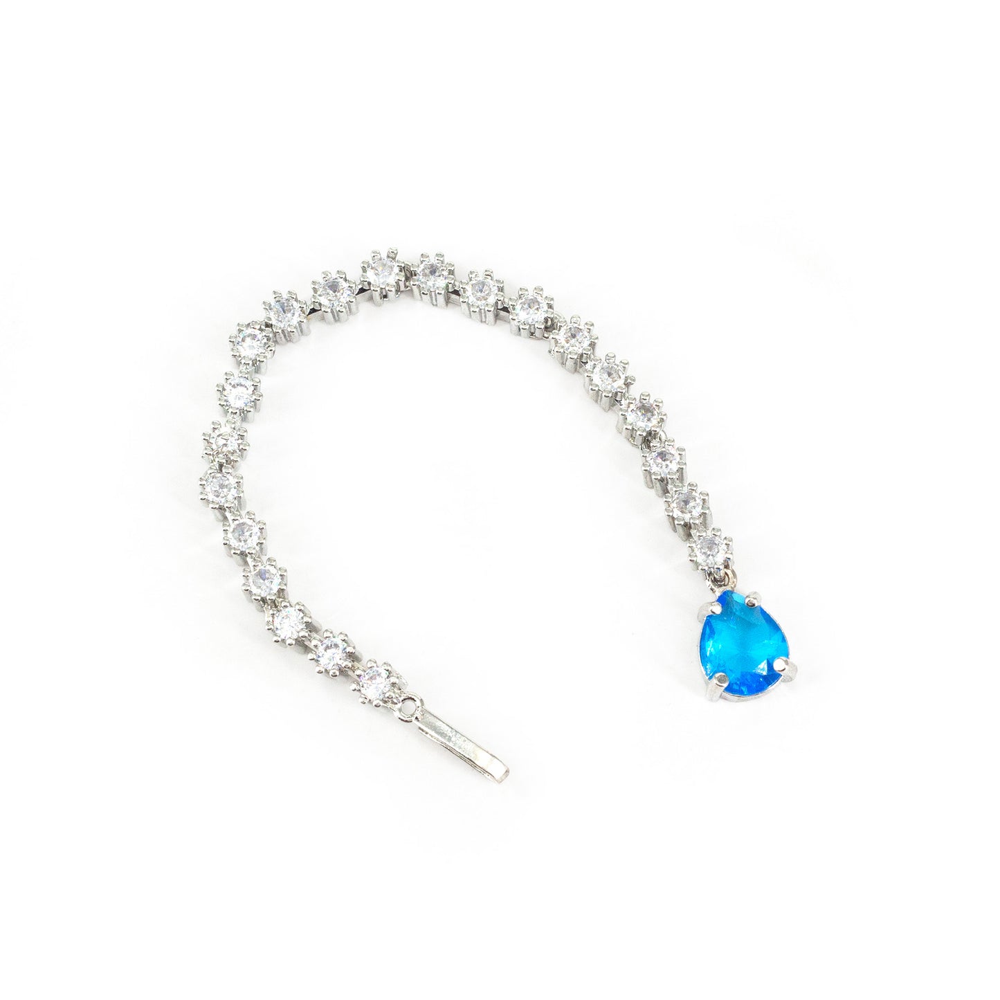 Rhodium Plated Blue AD Maang Tikka for Women