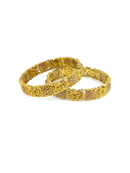 Set Of 2 Gold-Plated American Diamond Studded Bangles