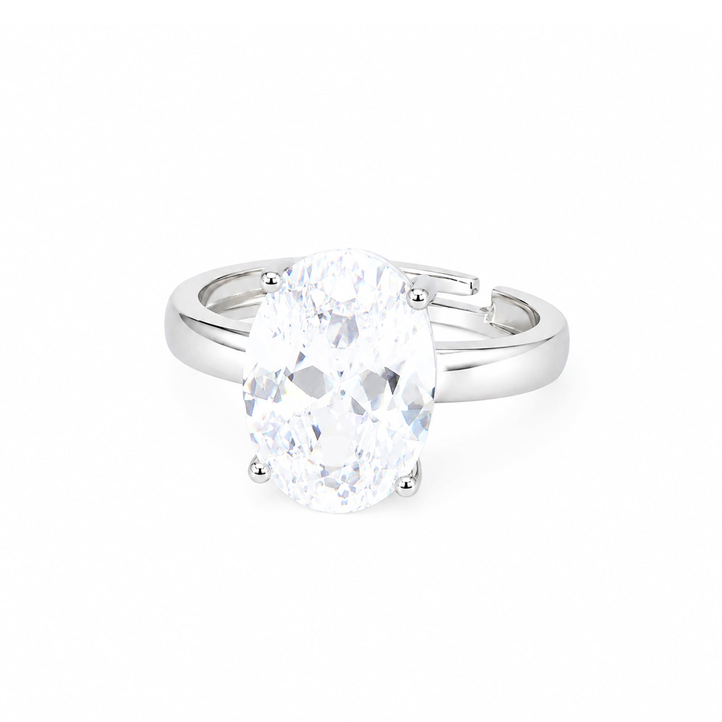 Rhodium Plated AD Finger Ring for Women