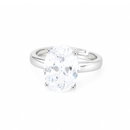 Rhodium Plated AD Finger Ring for Women