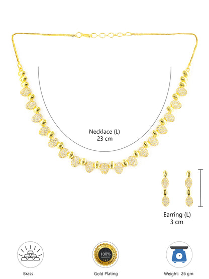 Gold Plated White American Diamond Designer Choker Set for Women