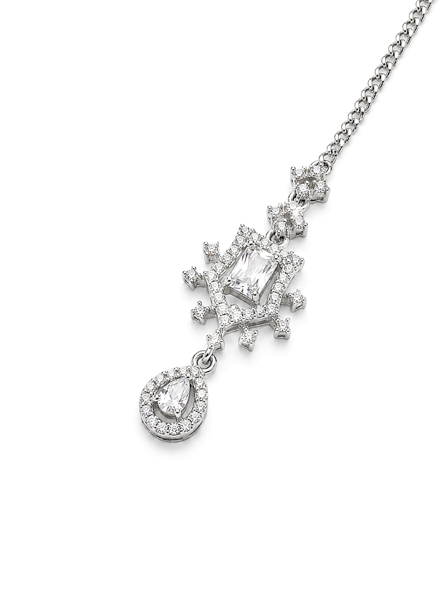 Silver Plated AD Maang Tikka for Women