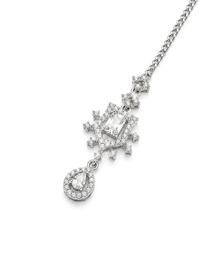 Silver Plated AD Maang Tikka for Women