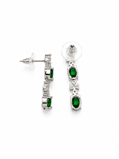 Silver Plated Green AD Jewellery Set for Women