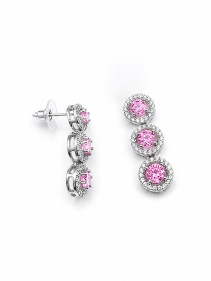 Silver Plated Pink AD Jewellery Set for Women