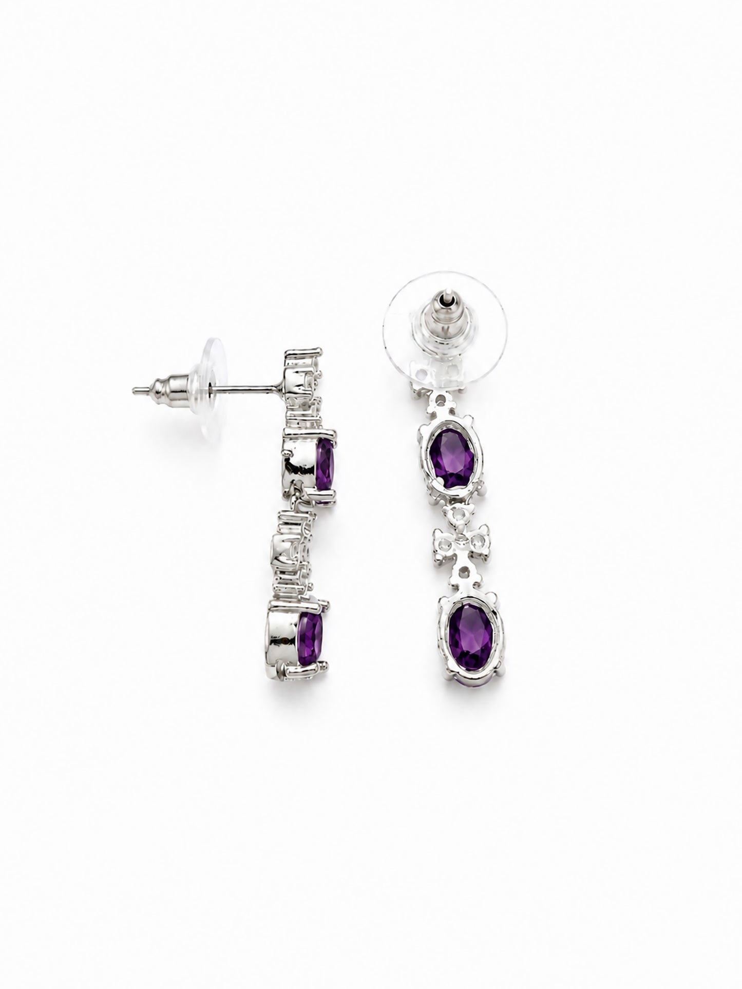 Silver Plated Purple AD Jewellery Set for Women