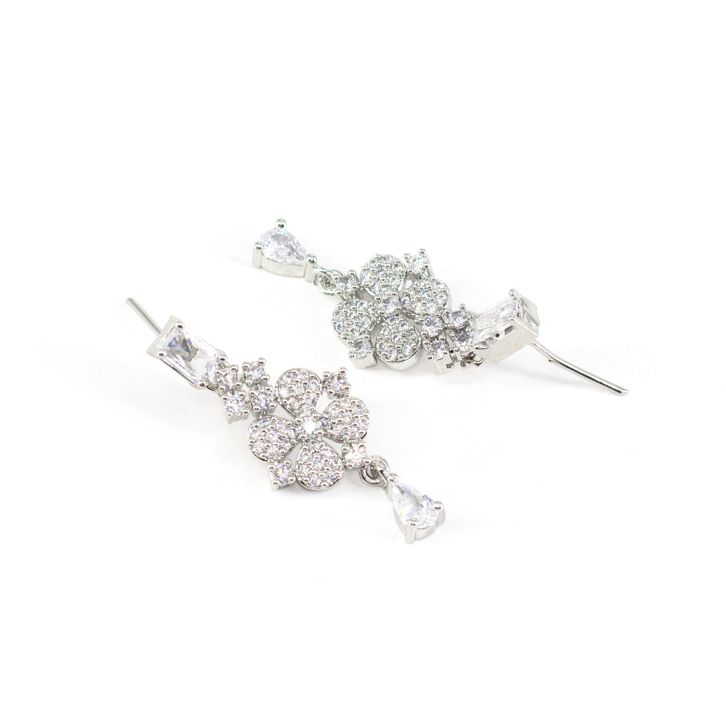 Silver Plated White AD Designer Earrings for Women