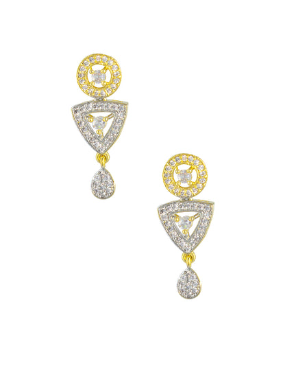 Gold Plated AD Drop Earrings For Women