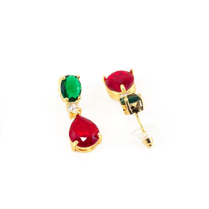 Gold Plated AD Teardrop Earrings for Women