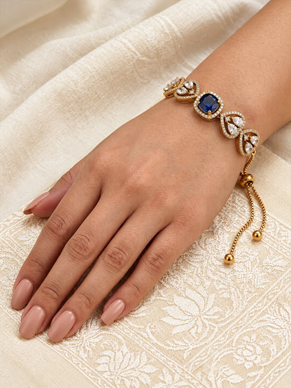 Antique Gold Plated Blue AD Bracelet for Women