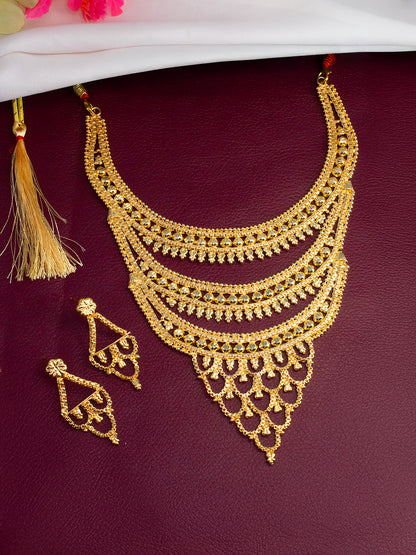 Traditional Gold-Plated Layered Jewellery Set