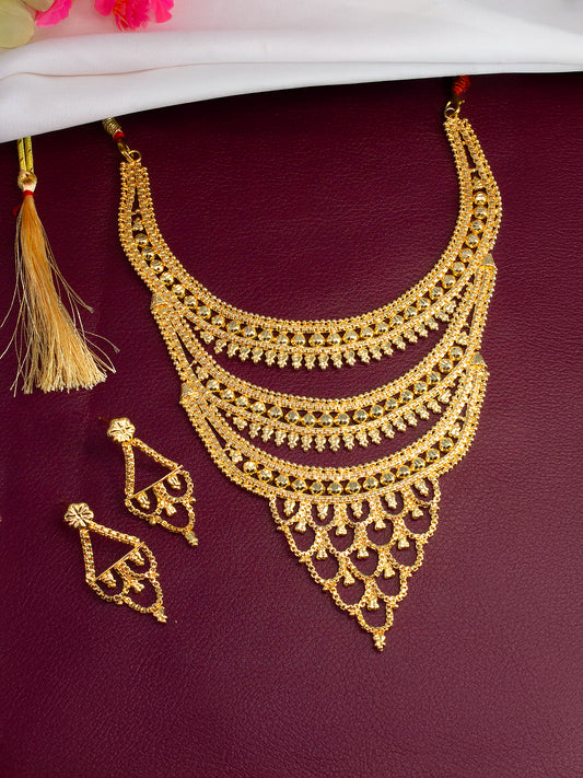 Traditional Gold-Plated Layered Jewellery Set