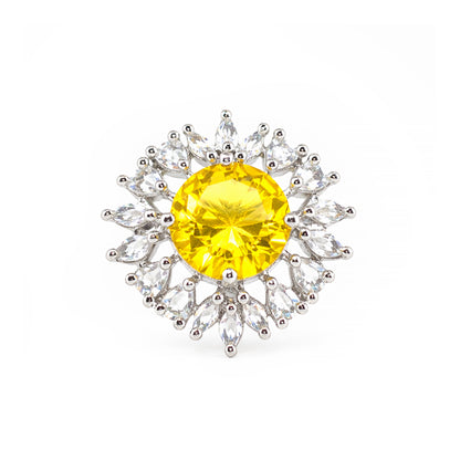 Silver Plated Yellow AD Finger Ring for Women
