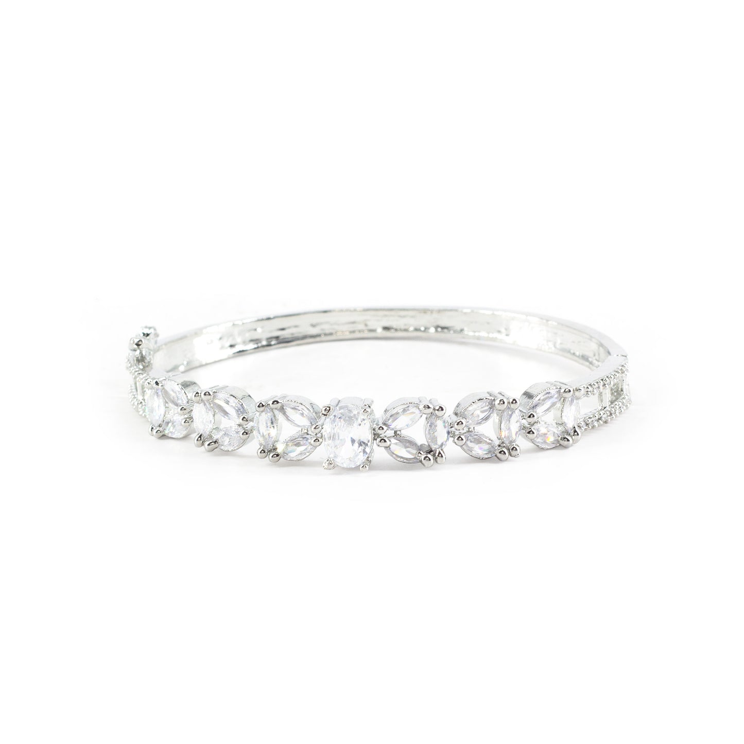 Silver Plated White AD Bangle Bracelet for Women