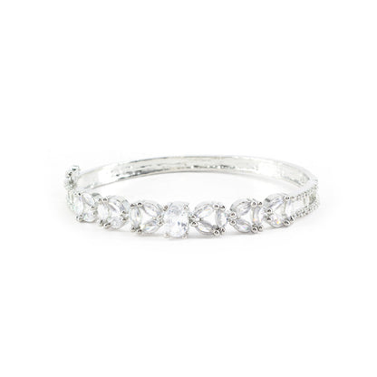 Silver Plated White AD Bangle Bracelet for Women
