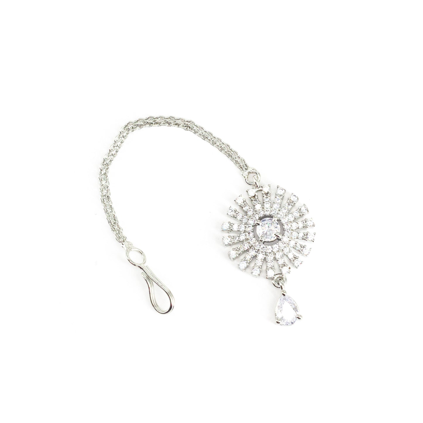 Silver Plated AD Maang Tikka for Women