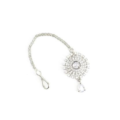 Silver Plated AD Maang Tikka for Women